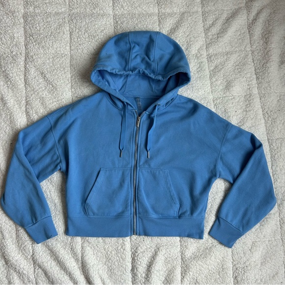 Calvin Klein Tops - CALVIN KLEIN Performance Light Blue Cropped Hoodie Zip Up